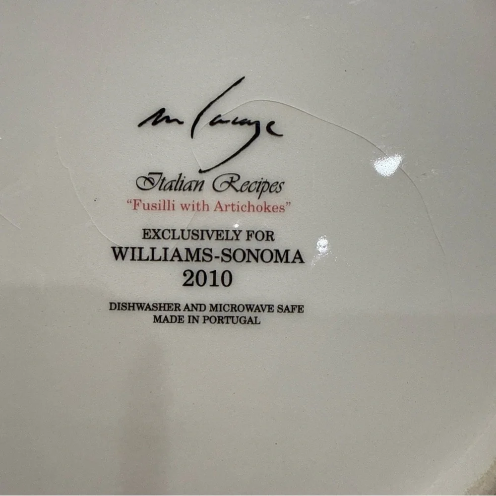 Williams Sonoma Ceramic Recipe Salad Plates with Red Rims  (Set of 6)